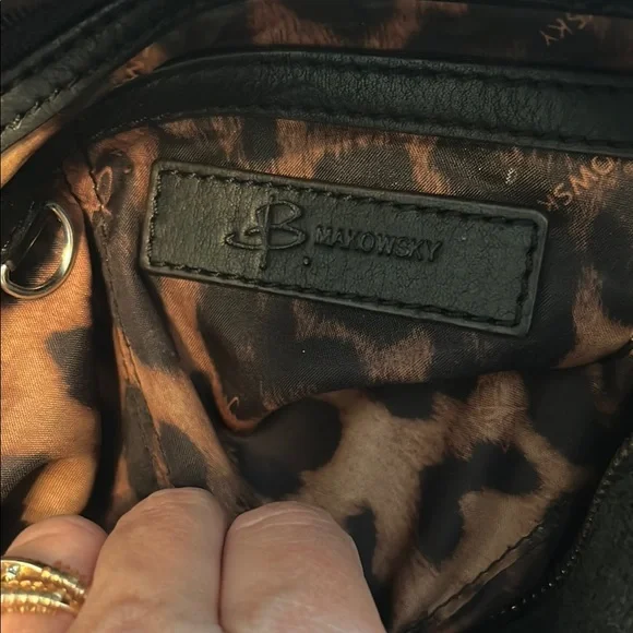 B. Makowsky Black Shoulder Bag with Silver Hardware - Picture 6 of 12